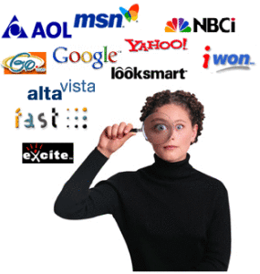 Iconos de los diferentes motores de búsqueda, como Google o Yahoo!