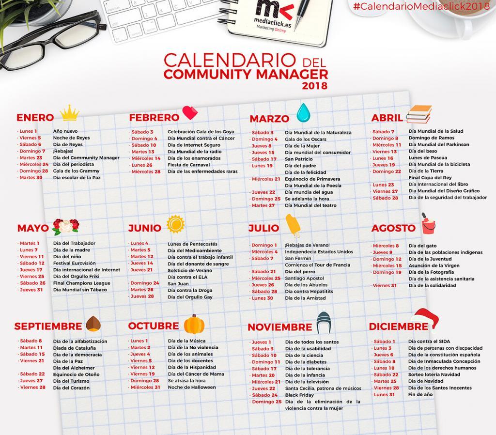 Calendario del Community Manager 2018